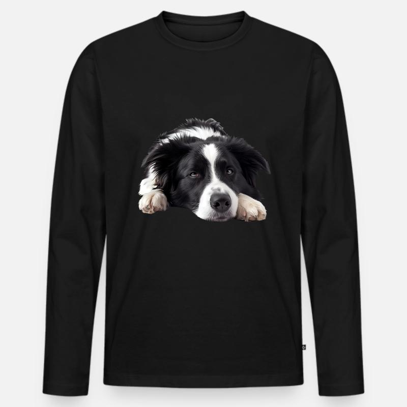 Border Collie - Männer Premium Bio Langarmshirt - Schwarz