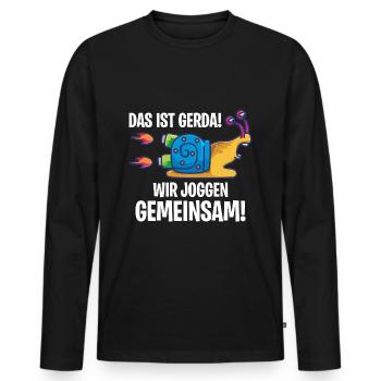 Das ist Gerda Wir joggen gemeinsam, Laufen, Rennen - Männer Premium Bio Langarmshirt - Schwarz - Vorne - Nico (187cm)