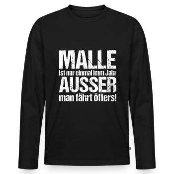 Malle Mallorca Spruch Geschenk - Männer Premium Bio Langarmshirt - Schwarz - Vorne - Nico (187cm)