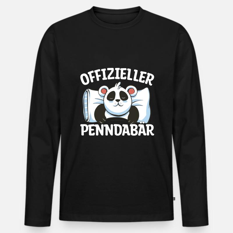 Panda schlafen Penndabär Geschenk - Männer Premium Bio Langarmshirt - Schwarz