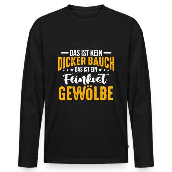 Dicker Bauch, Feinkostgewölbe, Feinschmecker, Fun - Männer Premium Bio Langarmshirt - Schwarz - Vorne - Nico (187cm)