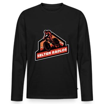 Coole Fahrrad und Mountainbike Geschenke MTB - Männer Premium Bio Langarmshirt - Schwarz - Vorne - Nico (187cm)
