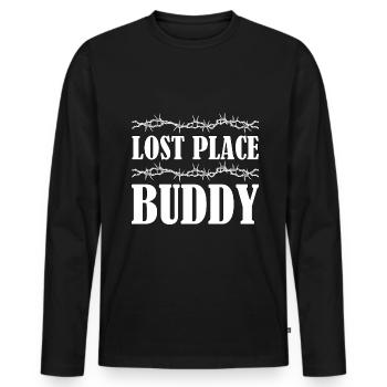 Lost Place Buddy Urbex Gift Idea - Men's Premium Organic Long Sleeve Shirt - black - Front - Nico (187cm)