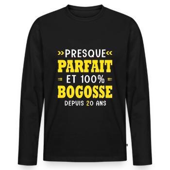 20 ans Parfait bogosse20 ans anniversaire - T-shirt manches longues Premium bio Homme - noir - Devant - Nico (187cm)