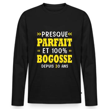 30 ans Parfait bogosse 30 ans anniversaire - T-shirt manches longues Premium bio Homme - noir - Devant - Nico (187cm)