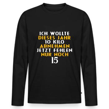 Ich wollte 10 kilo abnehmen, Spruch Funshirt - Männer Premium Bio Langarmshirt - Schwarz - Vorne - Nico (187cm)