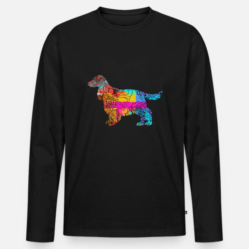 Cocker Spaniel Flowers - Männer Premium Bio Langarmshirt - Schwarz