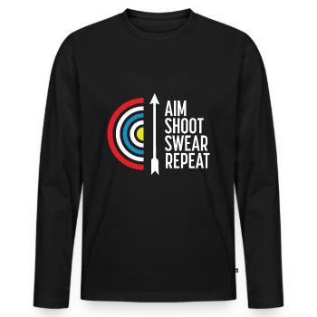 Buts de tir à l'arc - T-shirt manches longues Premium bio Homme - noir - Devant - Nico (187cm)