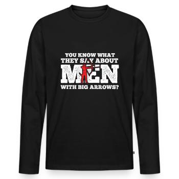 Bogenschießen Archery - Männer Premium Bio Langarmshirt - Schwarz - Vorne - Nico (187cm)