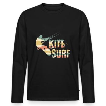 Kiting - Men's Premium Organic Long Sleeve Shirt - black - Front - Nico (187cm)