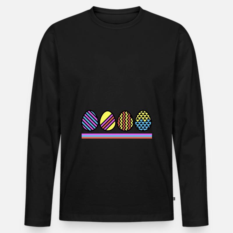 Easter Eggs - Oster Eier - Männer Premium Bio Langarmshirt - Schwarz