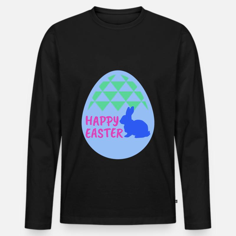 Happy easter - Frohe Ostern - Männer Premium Bio Langarmshirt - Schwarz
