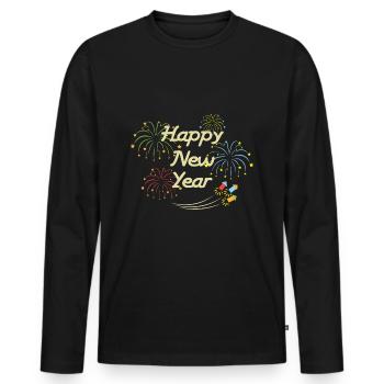 Silvester Rakete - Männer Premium Bio Langarmshirt - Schwarz - Vorne - Nico (187cm)