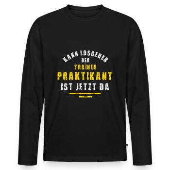 Trainer Praktikant Training Praktikum - Männer Premium Bio Langarmshirt - Schwarz - Vorne - Nico (187cm)