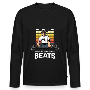 DJ Gamer Gift Deejay Disc Jockey Beatmaker - T-shirt manches longues Premium bio Homme - noir - Devant - Nico (187cm)