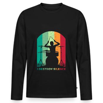 Batterie Percussion Percussion - T-shirt manches longues Premium bio Homme - noir - Devant - Nico (187cm)
