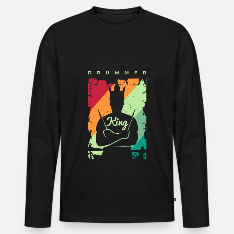 Schlagzeug Geschenk Schlagzeugspieler Percussion - Männer Premium Bio Langarmshirt - Schwarz