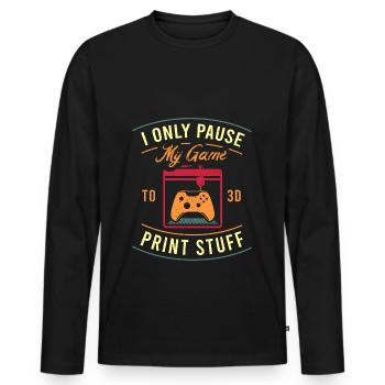 3D Print Video Player Funny Quote 3D Print - Men's Premium Organic Long Sleeve Shirt - black - Front - Nico (187cm)