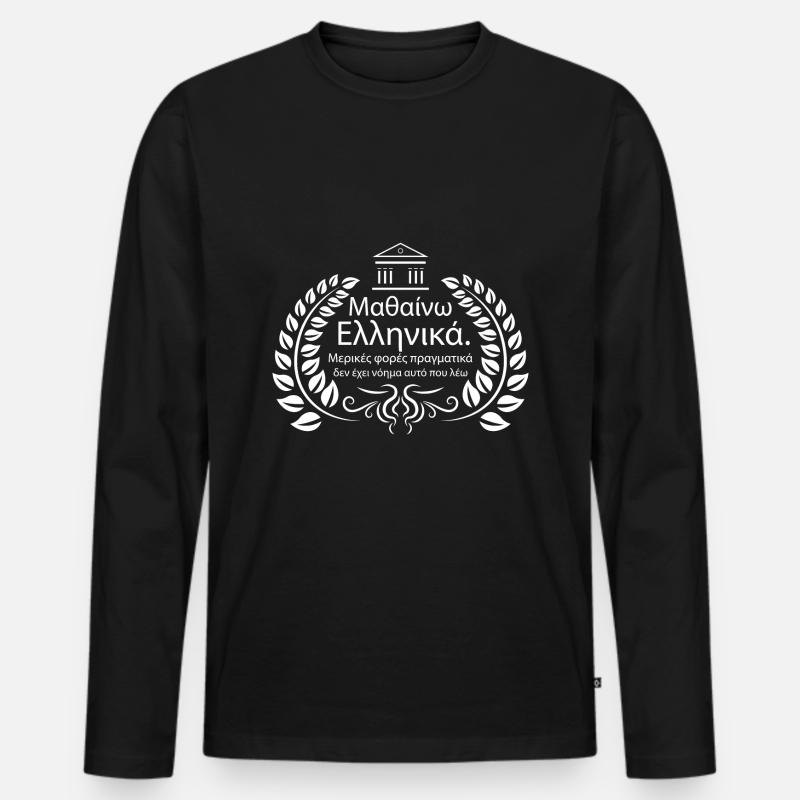 Griechisch lernen - Männer Premium Bio Langarmshirt - Schwarz