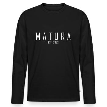 Matura EST. 2023 - Männer Premium Bio Langarmshirt - Schwarz - Vorne - Nico (187cm)
