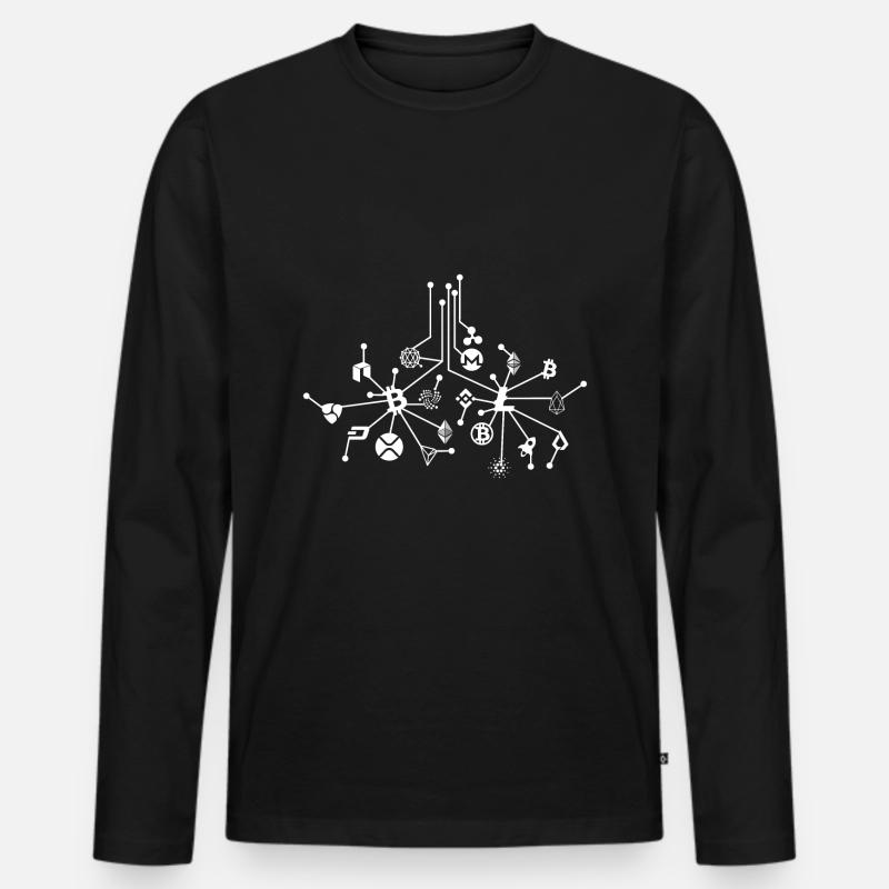 Blockchain Kryptowährung - Männer Premium Bio Langarmshirt - Schwarz