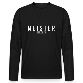 Meister EST. 2025 - Männer Premium Bio Langarmshirt - Schwarz - Vorne - Nico (187cm)