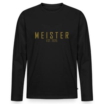Meister EST. 2025 - Männer Premium Bio Langarmshirt - Schwarz - Vorne - Nico (187cm)