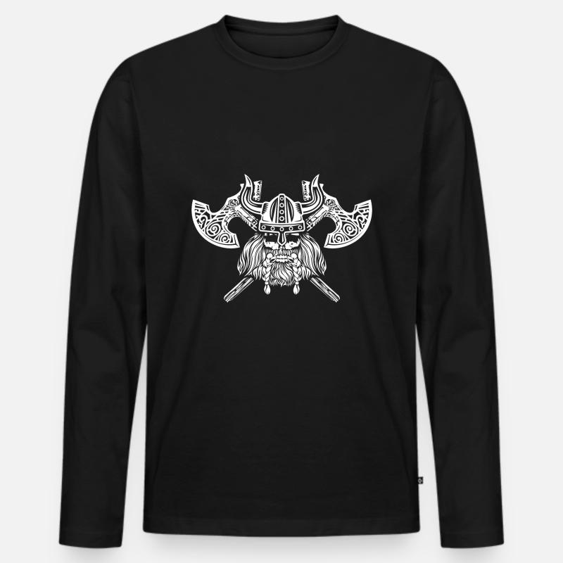 Wikinger Kämpfer - Männer Premium Bio Langarmshirt - Schwarz