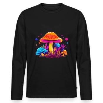 Magic Mushroom Design coloré - T-shirt manches longues Premium bio Homme - noir - Devant - Nico (187cm)