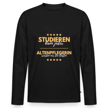 studieren jeder altenpflegerin besten geschenk - Männer Premium Bio Langarmshirt - Schwarz - Vorne - Nico (187cm)