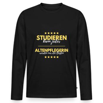 studieren jeder altenpflegerin besten geschenk - Männer Premium Bio Langarmshirt - Schwarz - Vorne - Nico (187cm)