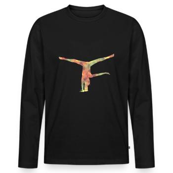 Gymnastics Handstand - Men's Premium Organic Long Sleeve Shirt - black - Front - Nico (187cm)