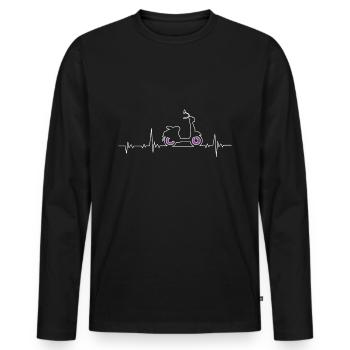 Motorroller Herzschlag - Männer Premium Bio Langarmshirt - Schwarz - Vorne - Nico (187cm)