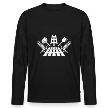 Brasserie de bière - T-shirt manches longues Premium bio Homme - noir - Devant - Nico (187cm)