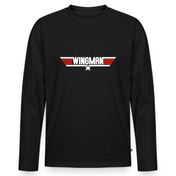wingman - groom - JGA - Bräutigam - Top - Männer Premium Bio Langarmshirt - Schwarz - Vorne - Nico (187cm)