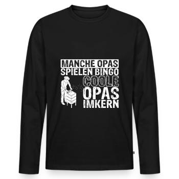 Manche Opas spielen Bingo coole Opas imkern Imker - Männer Premium Bio Langarmshirt - Schwarz - Vorne - Nico (187cm)
