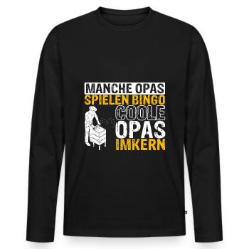 Manche Opas spielen Bingo coole Opas imkern | Imke - Männer Premium Bio Langarmshirt - Schwarz - Vorne - Nico (187cm)