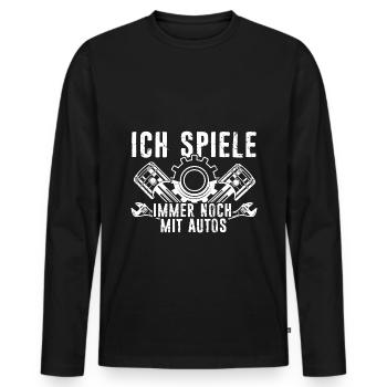 Ich Spiele Immer Noch Mit Autos - Tuning Spruch Tu - Männer Premium Bio Langarmshirt - Schwarz - Vorne - Nico (187cm)