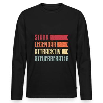 Steuerberater Spruch stark legendär attraktiv Steu - Männer Premium Bio Langarmshirt - Schwarz - Vorne - Nico (187cm)