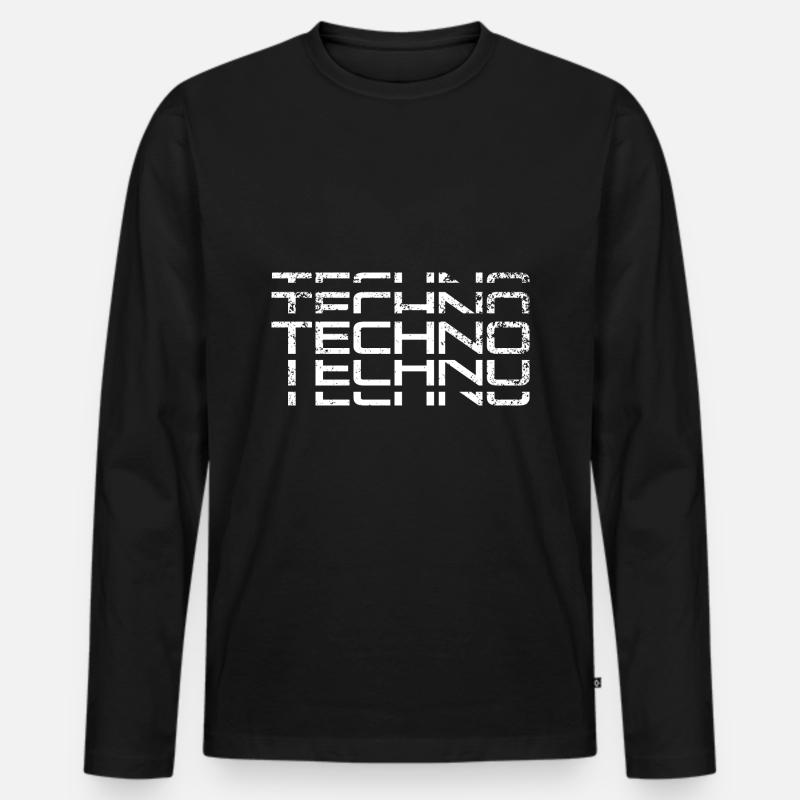 Techno - Männer Premium Bio Langarmshirt - Schwarz
