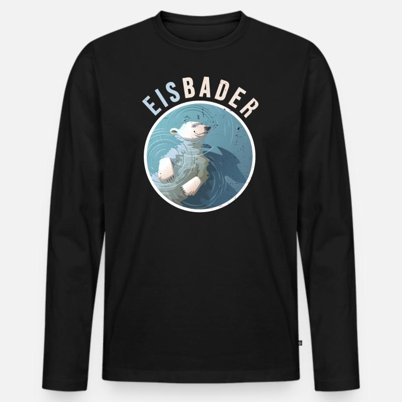 winterbader eisbär eisbader cool cold water arktis - Männer Premium Bio Langarmshirt - Schwarz