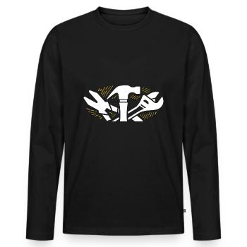 Handwerker - Männer Premium Bio Langarmshirt - Schwarz - Vorne - Nico (187cm)