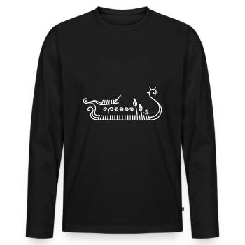 Viking ship - Men's Premium Organic Long Sleeve Shirt - black - Front - Nico (187cm)