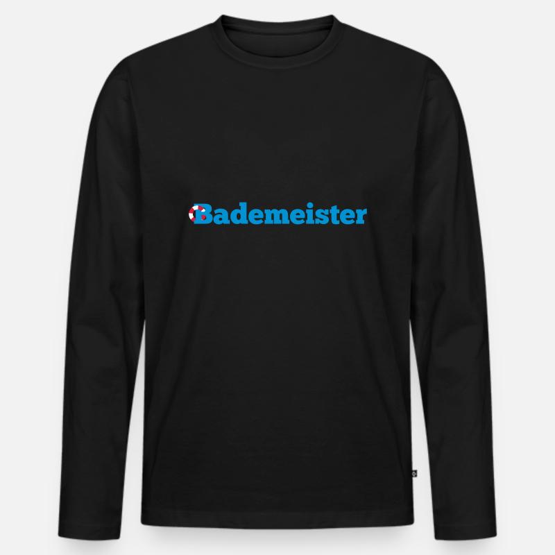 Bademeister - Männer Premium Bio Langarmshirt - Schwarz