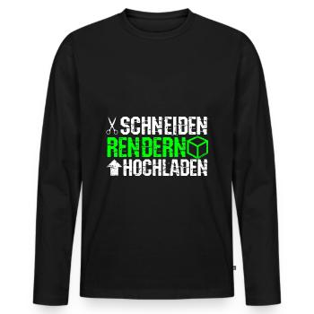 Schneiden Rendern Hochladen - Geschenk für Video C - Männer Premium Bio Langarmshirt - Schwarz - Vorne - Nico (187cm)