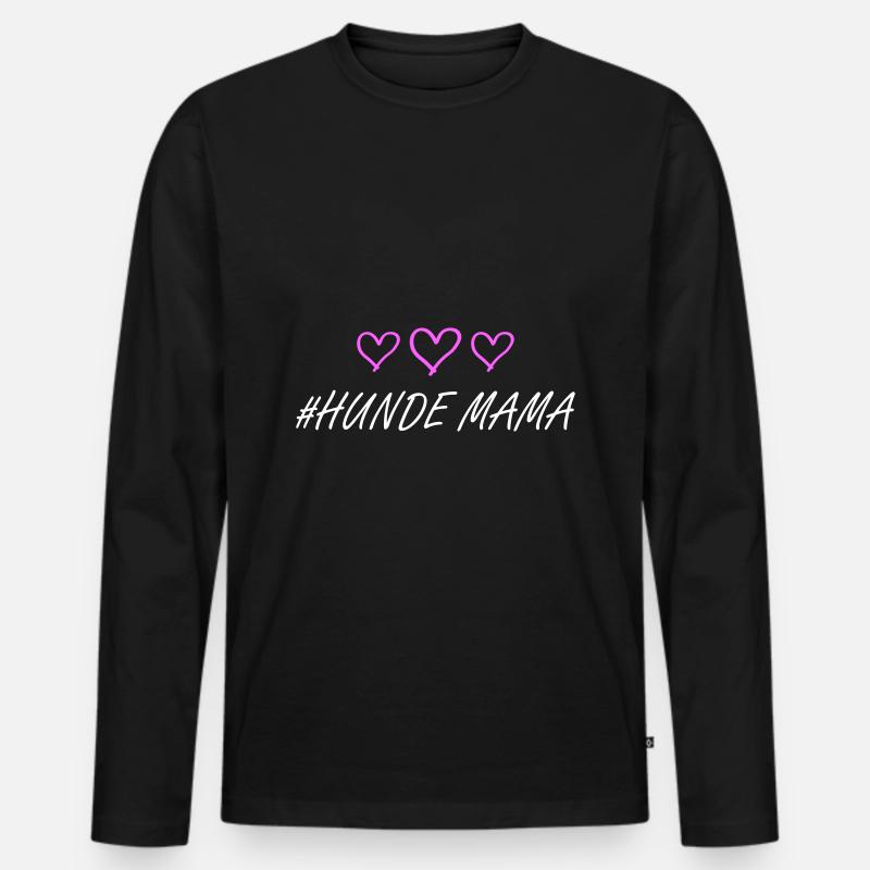 Hunde Mama Herz - Männer Premium Bio Langarmshirt - Schwarz