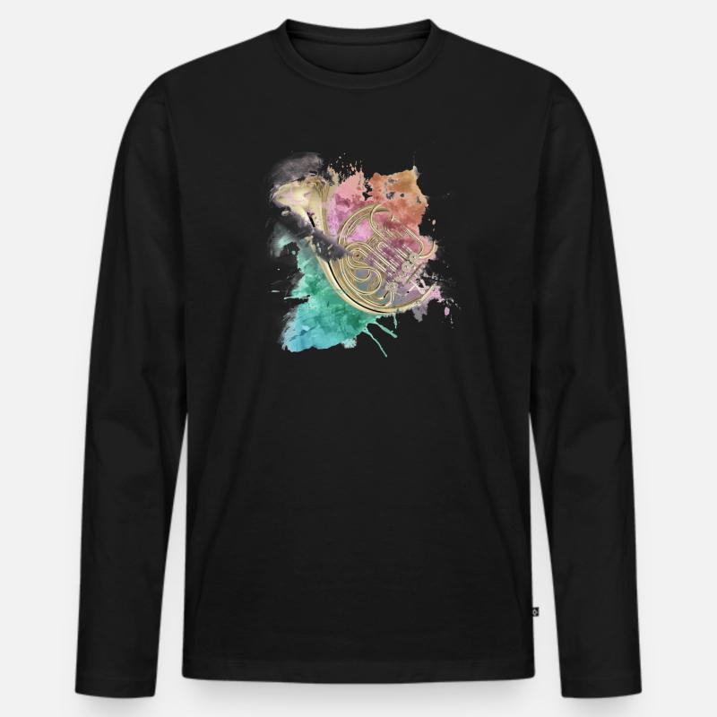 Horn - Männer Premium Bio Langarmshirt - Schwarz