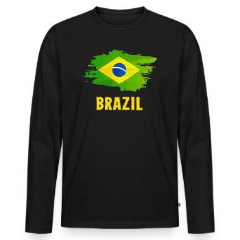 Brésil - T-shirt manches longues Premium bio Homme - noir - Devant - Nico (187cm)