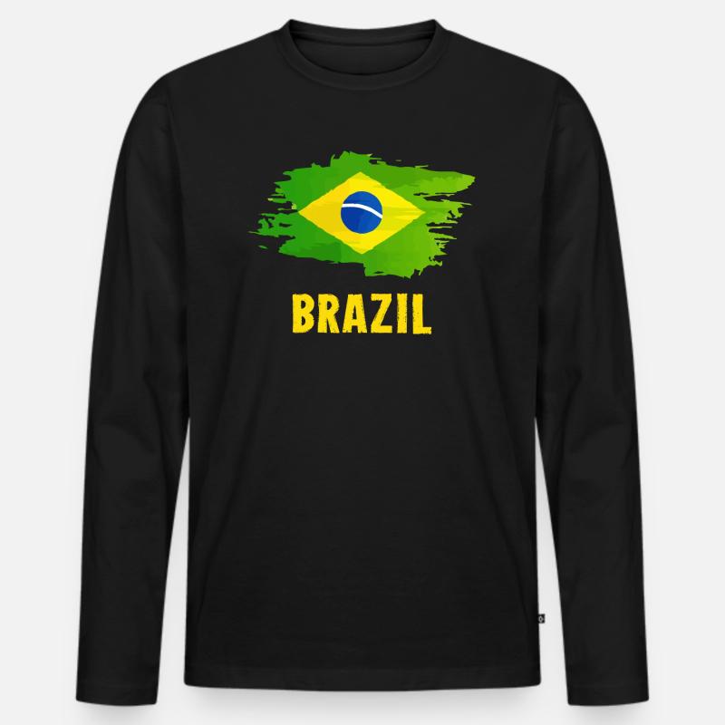 brazil - Männer Premium Bio Langarmshirt - Schwarz