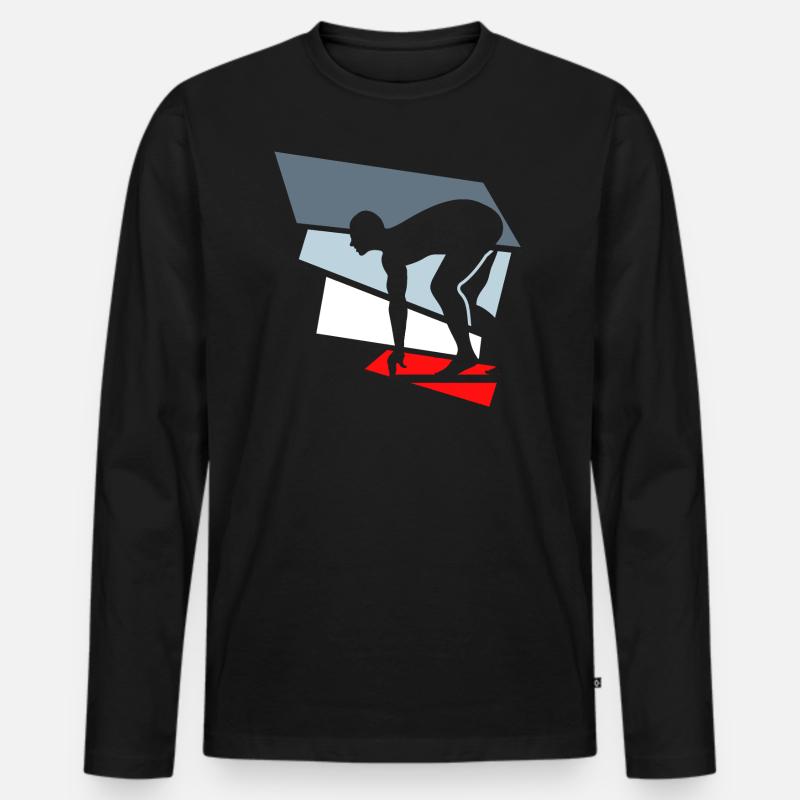 schwimmen - Männer Premium Bio Langarmshirt - Schwarz